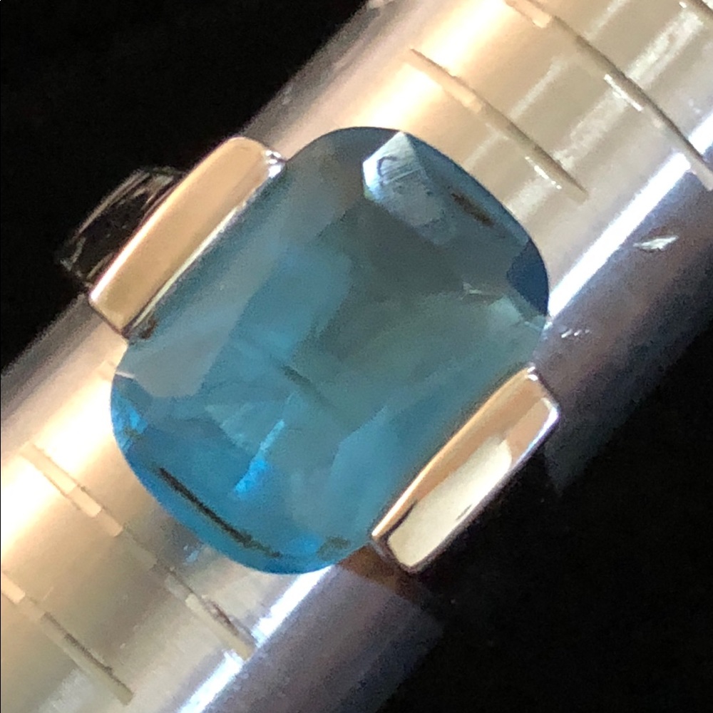 Lia Sophia Ring Blue Stone Silver Tone Ring sz7